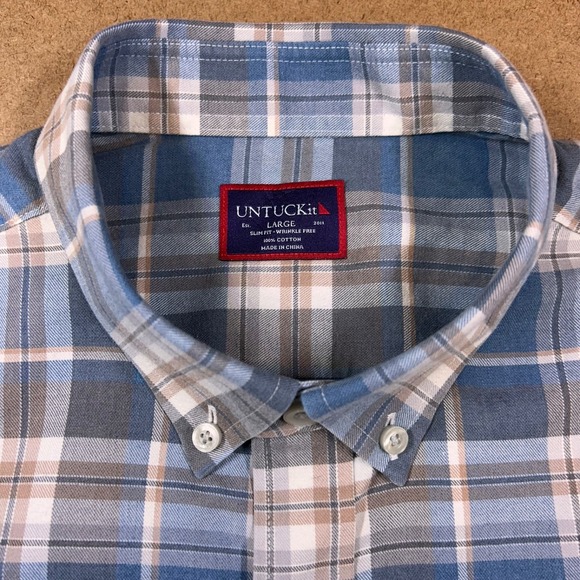 UNTUCKit Other - UNTUCKit Long Sleeve Button Down Shirt Men's Large Terrantez Plaid Wrinkle Free